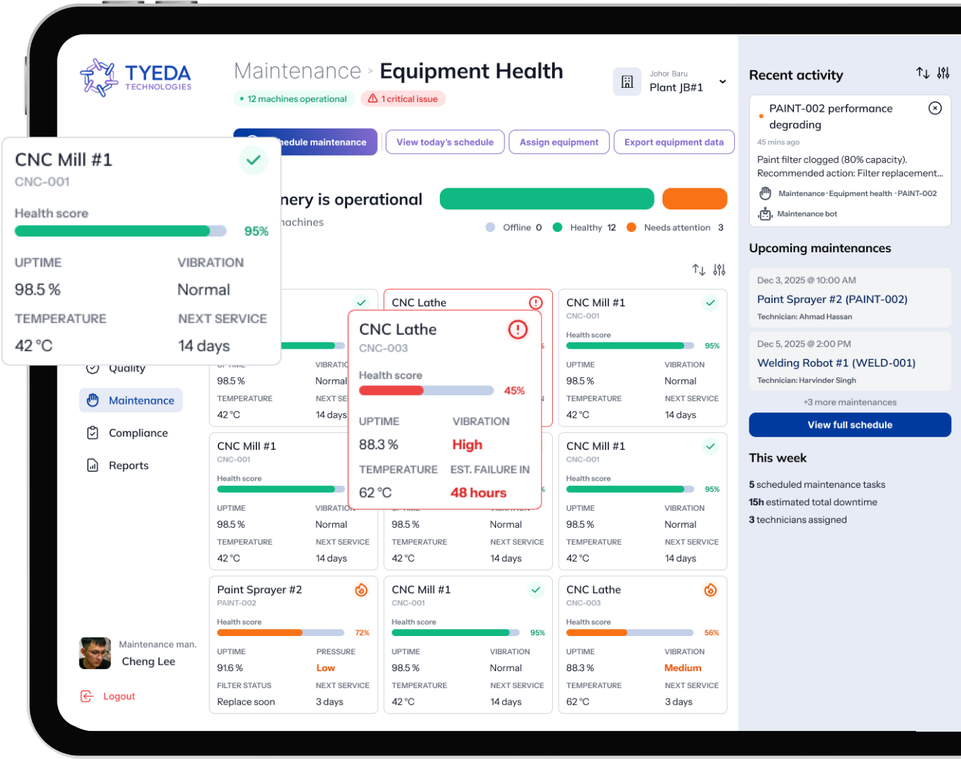 Maintenance screen screenshot